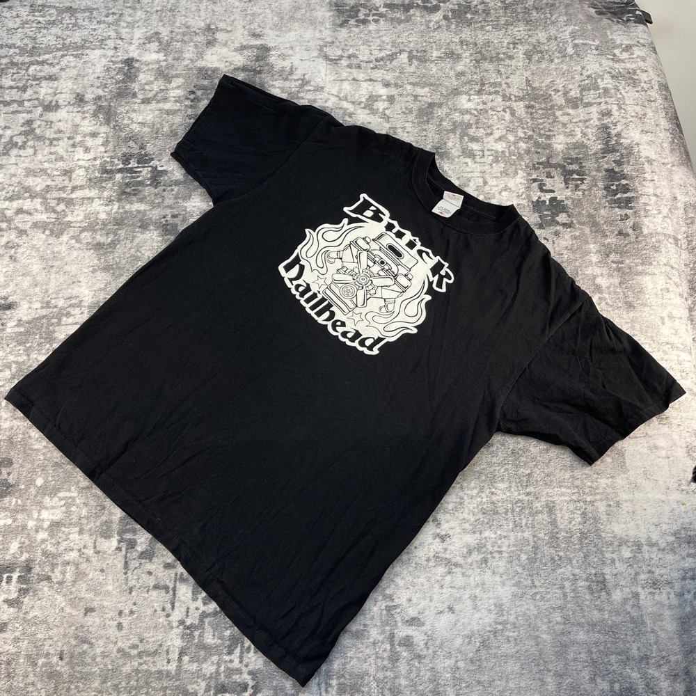Anvil Mens XL T-shirt Solid Black Buick Nailhead Graphic Tee Car Enthusiast